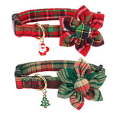 ADOGGYGO Christmas dog collar in red plaid, festive look for holiday photos.