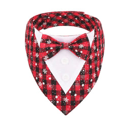 ADOGGYGO Christmas dog tuxedo bandana front view with bowtie for festive elegance