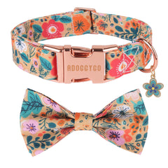 ADOGGYGO floral dog collar with bow for stylish daily walks