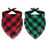 ADOGGYGO red plaid Christmas bandana tassels adds festive charm for holiday photos.