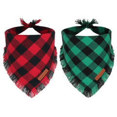 ADOGGYGO red plaid Christmas bandana tassels adds festive charm for holiday photos.