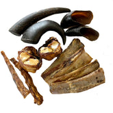 Advance Pet Products water buffalo chews variety pack shows rib bones and tails for long-lasting entertainment