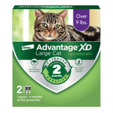 Advantage XD large-cat flea treatment pack showing extended protection for cats over 9 lbs.