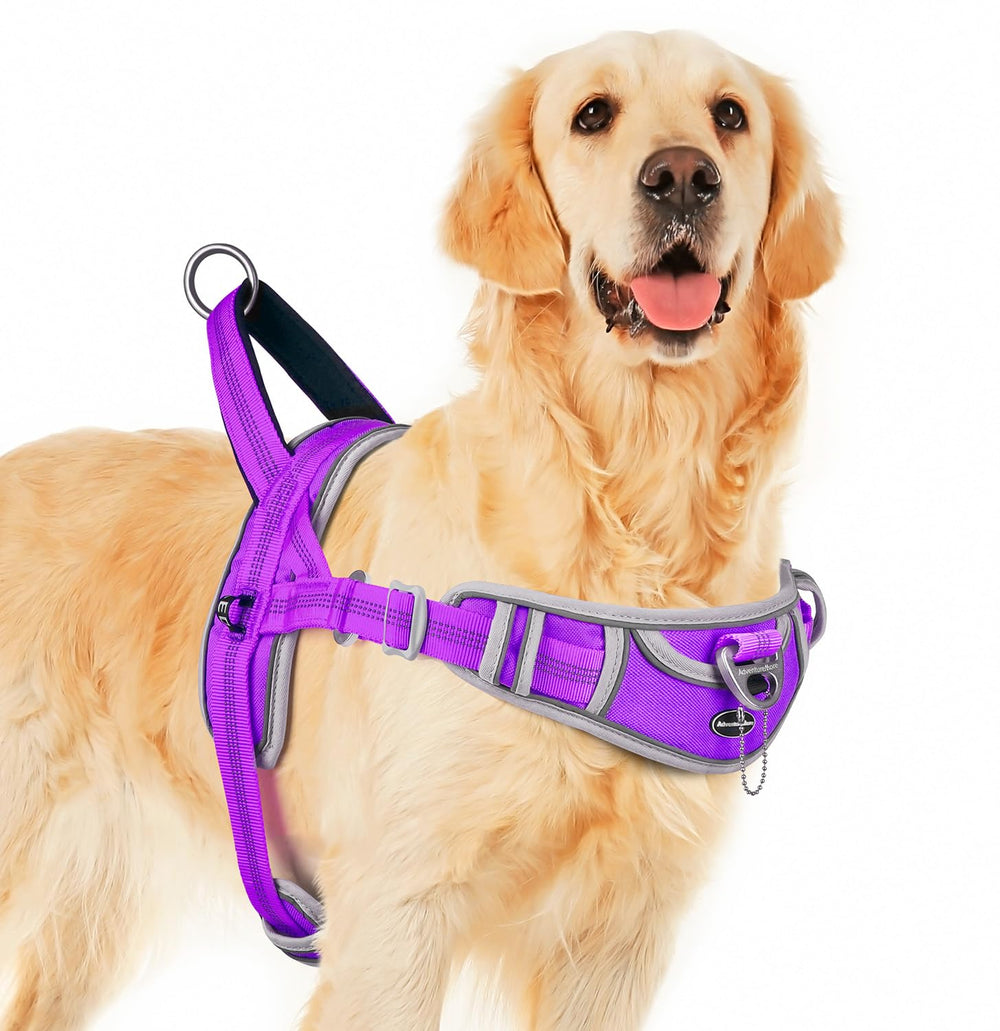 AdventureMore XXL dog harness no-pull design improves control during walks.