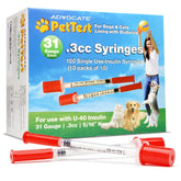 Advocate PetTest U-40 insulin syringes in a 100-pack for at-home pet diabetes care.