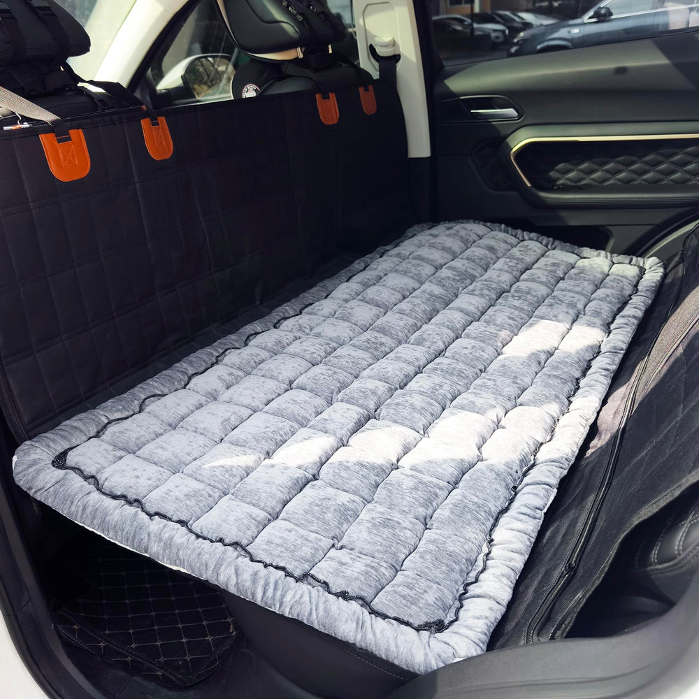 AEEISHOMEREFORM backseat pet bed mat in grey with non-slip base for secure car trips