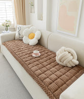 AEEISHOMEREFORM couch cover in dark coffee on a three-cushion sofa protecting from spills and fur