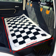 AEEISHOMEREFORM deluxe plaid dog seat cover provides cozy comfort on road trips.