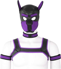 Aendu puppy hood front view with soft PU leather for cosplay comfort
