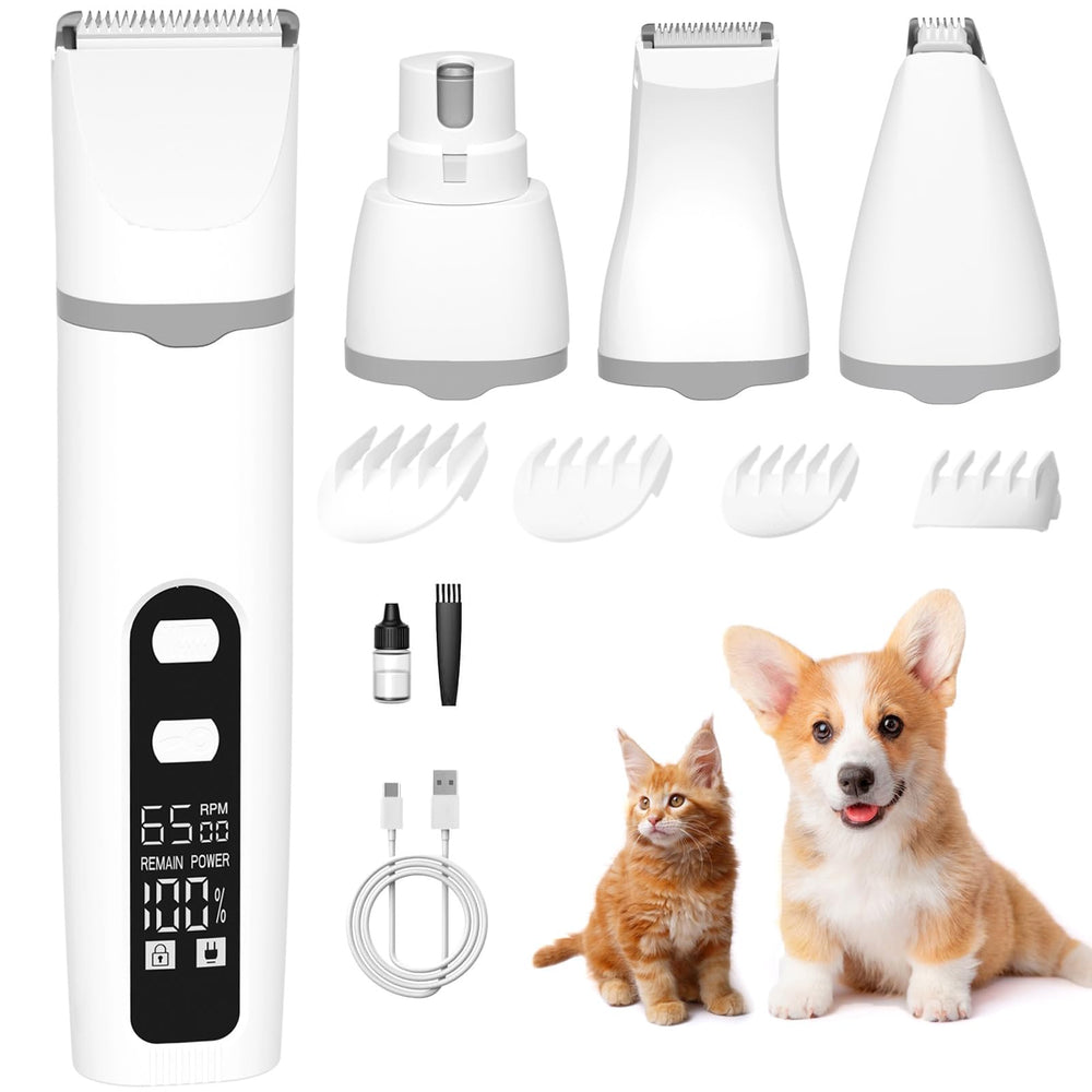 Aenncci 4in1 dog clippers with LED screen for easy battery monitoring during grooming.