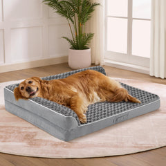 Aeroluxe dog bed 36x27 top view highlighting orthopedic egg-crate foam for joint support.