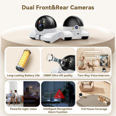 AEZ Robot Camera rear lens provides full-room coverage for entrances and corners.