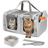 A.FATI cat carrier for two cats with dual compartments for peaceful travel