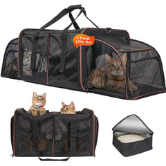 A.FATI cat travel carrier litter box setup keeps travel tidy and odor-controlled