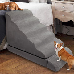 A.FATI dog stairs six-step setup helps pets reach high beds safely