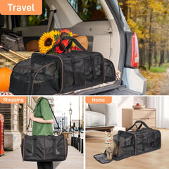 A.FATI soft-sided cat carrier with breathable mesh panels for ventilation