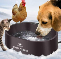 AFDUV heated water bowl outdoor dog-cat-3.7L maintains warm water for winter hydration.