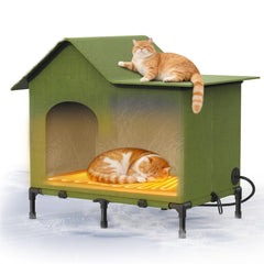 AFEIOFT heated outdoor cat house front view highlights warm shelter for outdoor cats