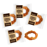 Afreschi Turkey Tendon for Dogs pack of four small rings for satisfying chew