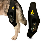 AGON Dog Knee Brace left leg XL front view shows adjustable hinge for controlled movement