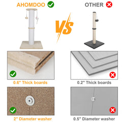 Ahomdoo cat scratching post with multiple surfaces for varied scratching preferences