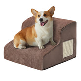 Ahpmeoa dog steps bed 2-step closeup shows soft foam support for easy climb