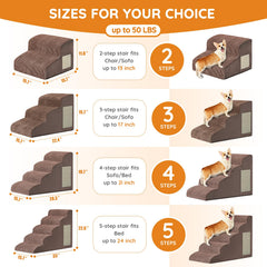 Ahpmeoa dog steps sofa setup demonstrates elevated couch access for small dogs
