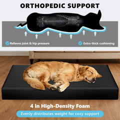 AIEDOULER PU leather dog bed with waterproof surface keeps spills easy to wipe.