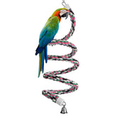 Aigou Bird Spiral Rope Perch overview showing durable cotton construction for parrots