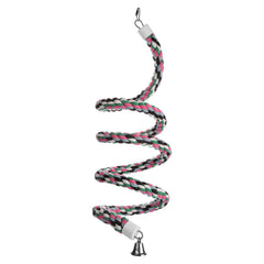 Aigou Cotton Parrot Swing closeup-bell highlighting tactile rope and enrichment