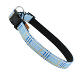 Aiminto Stripe Blue dog collar front view highlights durable polyester and style.