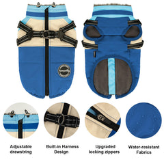 AIMYDOG dog winter coat harness-2in1 showcases built-in harness for secure daily walks.