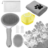 Aiolpy deshedding brush for dogs and cats reduces loose hair during grooming.