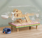 AIOWZZY 10-in-1 acrylic hamster cage 360° view shows full visibility for monitoring.