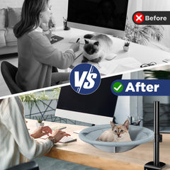 AIPERRO Cat Desk Bed securely attached to desk edge for stable setup
