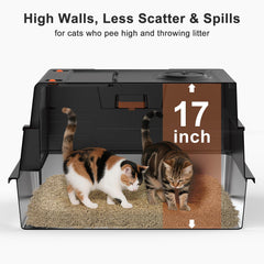 AIPERRO giant XXXL litter box with high sides supports multiple cats.