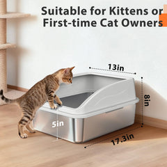 AIPERRO metal kitty litter box for small cats with durable, rust-proof construction.