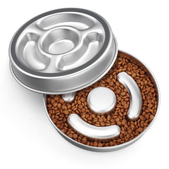 AIPERRO slow feeder bowl stainless steel 2-cup design slows eating for calmer meals.