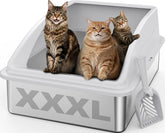 AIPERRO stainless steel litter box extra large with high-sided lid for privacy and containment