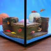 Aiqriwv Underground Resin Stump hideout front view enables up-close fish observation in natural setup.