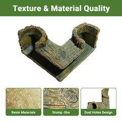 Aiqriwv Resin Stump tunnel angle view reveals the corner tunnel for natural swimming paths.