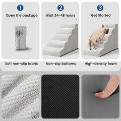 Airpanda dog stairs removable cover shown, easy to wash between uses.