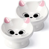 AISBUGUR raised cat bowl pink front-tilt 15deg for comfortable feeding.