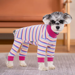 AITOLI Dog Striped Recovery Suit abdomen-area view protecting surgical site from licking