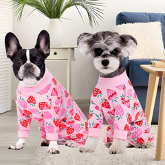 AITOLI long sleeve dog onesie demonstrates full coverage to prevent hair spread and protect wounds.