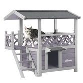 Aivituvin cat house exterior view with weatherproof roof for outdoor use.