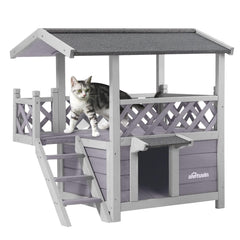 Aivituvin cat house exterior view with weatherproof roof for outdoor use.