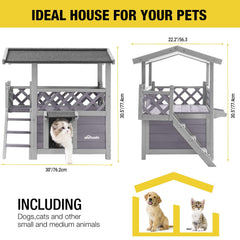 Aivituvin cat house side stairs enabling easy access to elevated lounging.