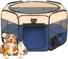 Aivituvin dog playpen foldable blue for portable indoor or outdoor use