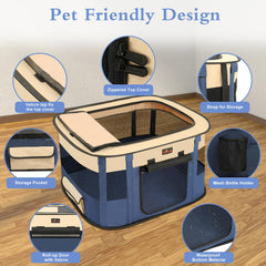Aivituvin dog playpen folded in carrying bag for easy travel and storage.
